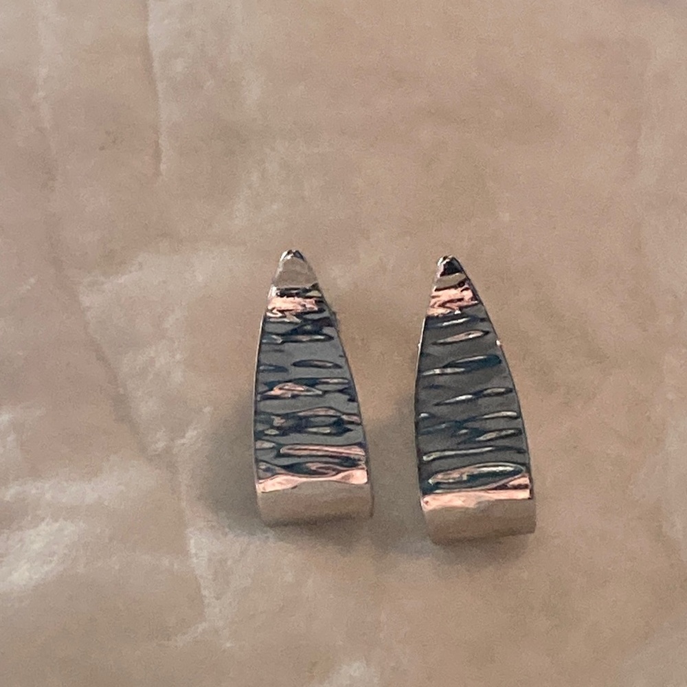 Silver Colored Signed Napier Clip Earrings